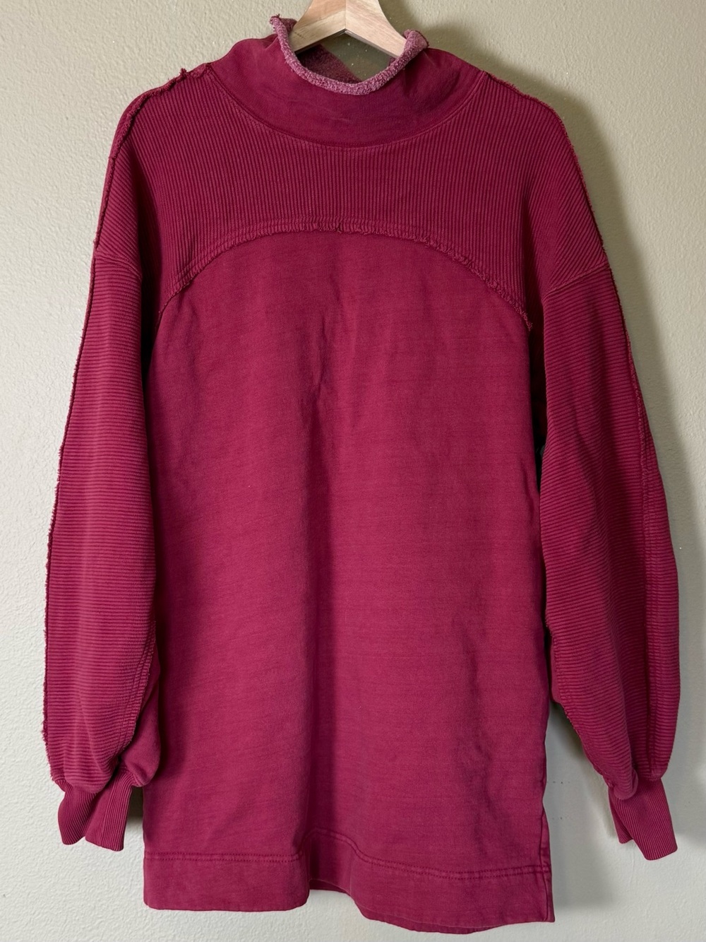 Free People Red Cotton Ella Tunic Sweatshirt Size 8 - Picture 2 of 8